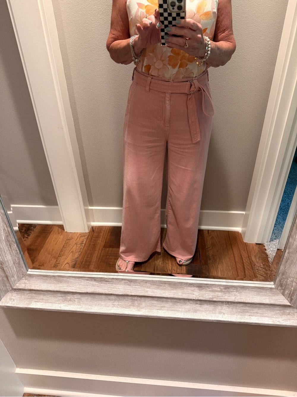 Liverpool Pink Wide-Leg Tie-Waist Pants Liverpool